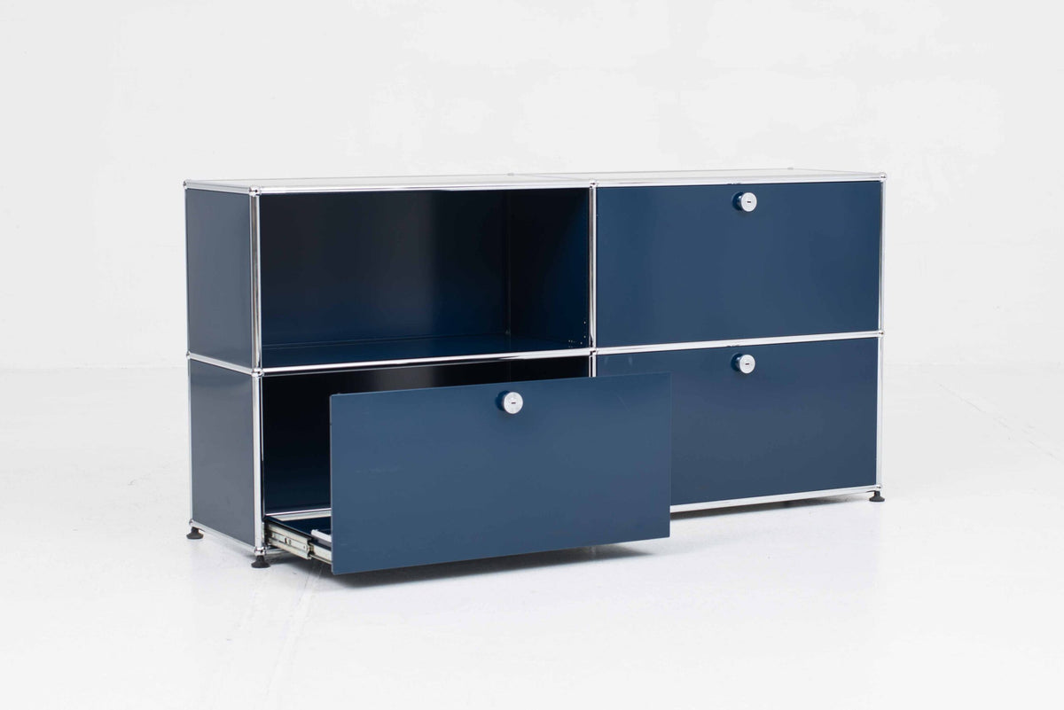 Vintage Sideboard USM Haller von Fritz Haller und Paul Schärer in Stahlblau