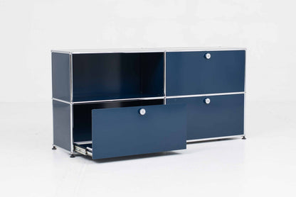 Vintage Sideboard USM Haller von Fritz Haller und Paul Schärer in Stahlblau