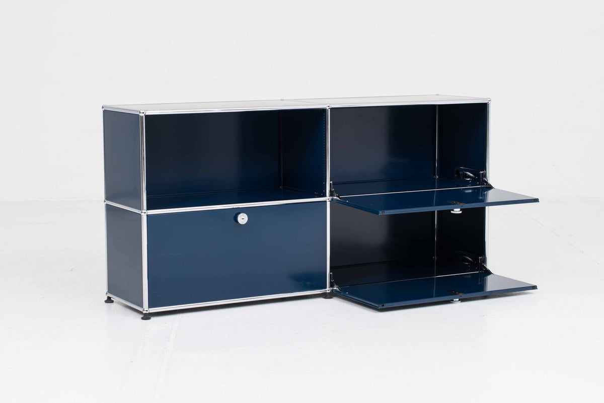 Vintage Sideboard USM Haller von Fritz Haller und Paul Schärer in Stahlblau