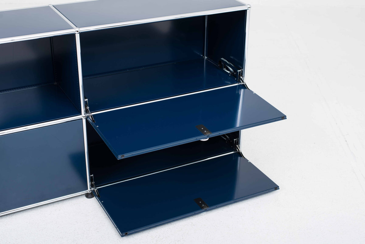 Vintage Sideboard USM Haller von Fritz Haller und Paul Schärer in Stahlblau