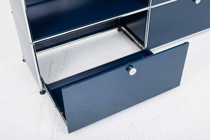 Vintage Sideboard USM Haller von Fritz Haller und Paul Schärer in Stahlblau