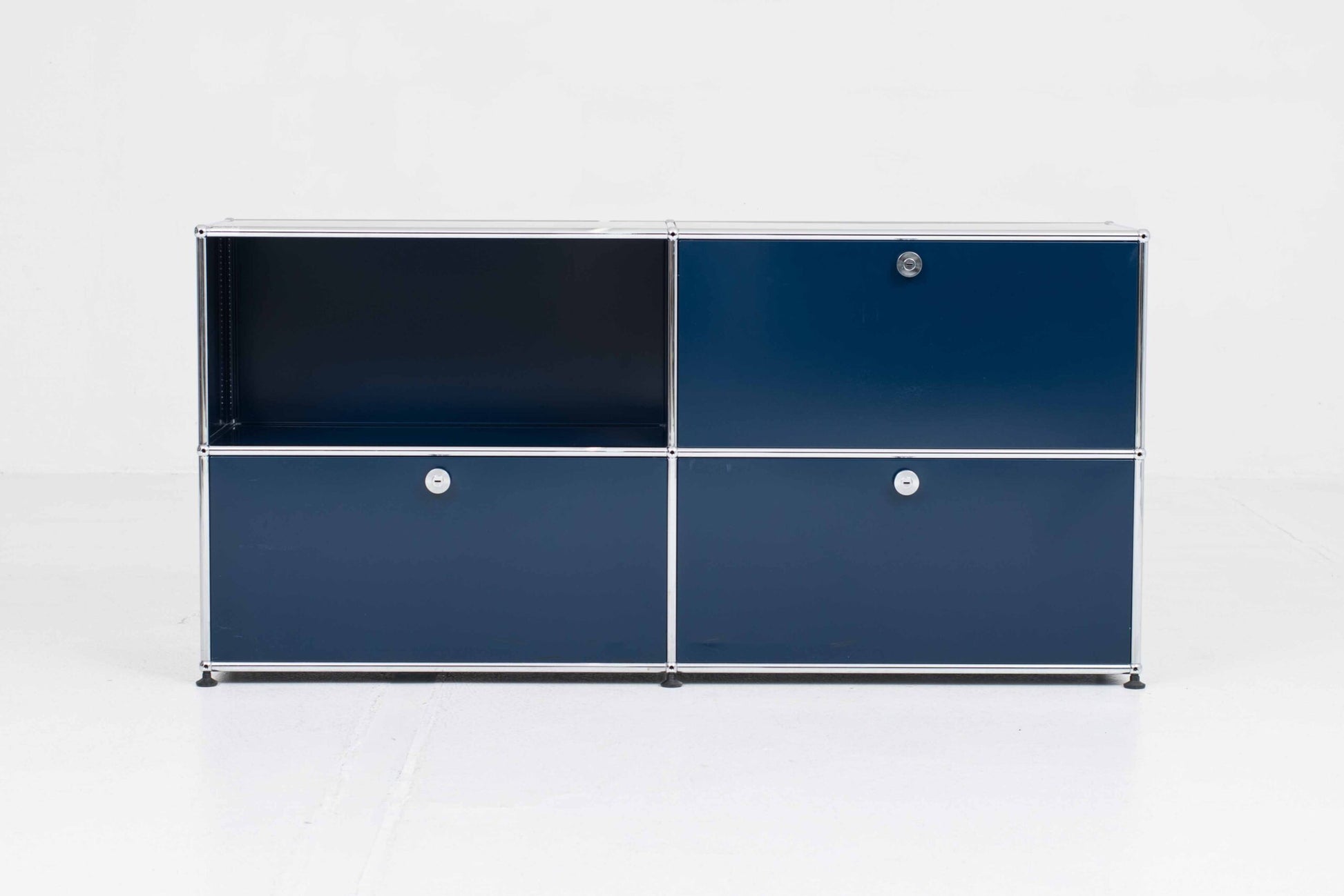 Vintage Sideboard USM Haller von Fritz Haller und Paul Schärer in Stahlblau