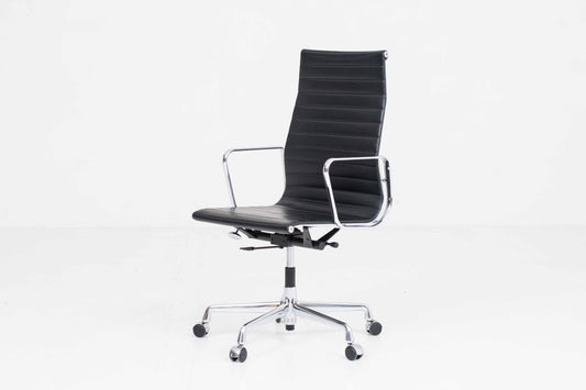 Vintage Bürostuhl EA 119 von Charles und Ray Eames für Vitra schwarz creme