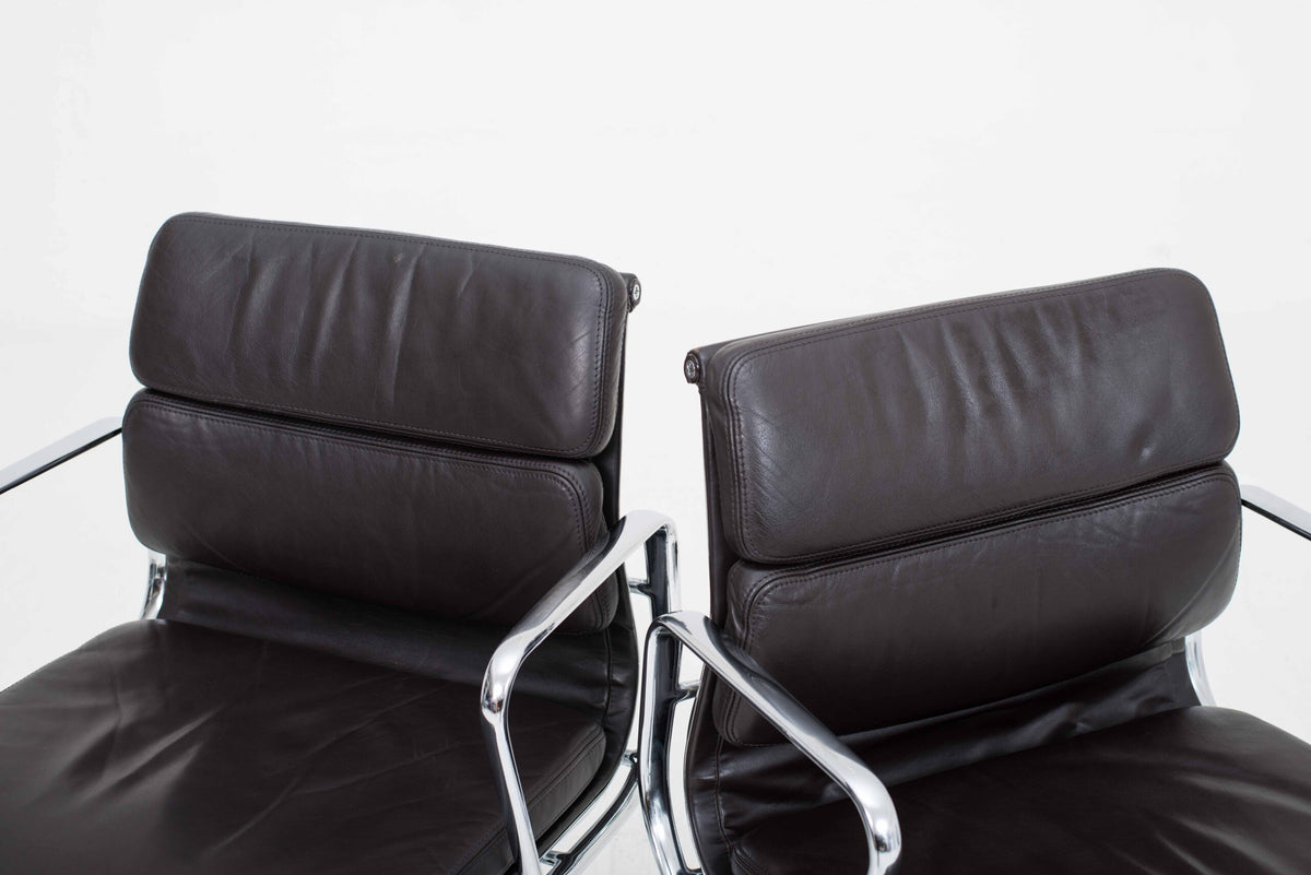 Vintage Bürostuhl EA 217 von Eames für Vitra, dunkelbraunes Leder