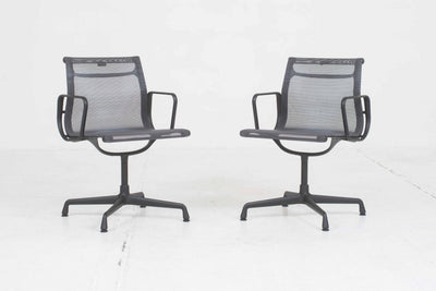 Vintage Dine Chair EA 103 by Eames for Vitra grey mesh fabric black base