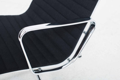 Vitra EA 124 armchair and EA 125 ottoman by Charles and Ray Eames in black Hopsak