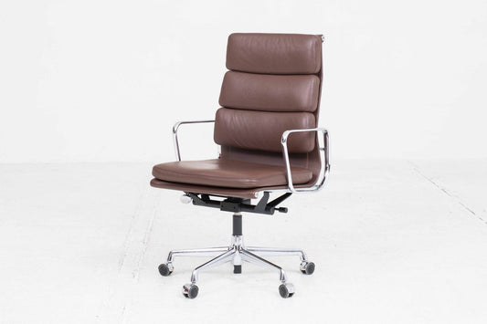 Eames EA 219 Soft Pad office chair by Vitra in brown leather