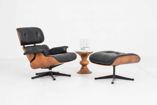 Vintage Lounge Chair and Ottoman by Charles Eames for Vitra classic dimensions rosewood