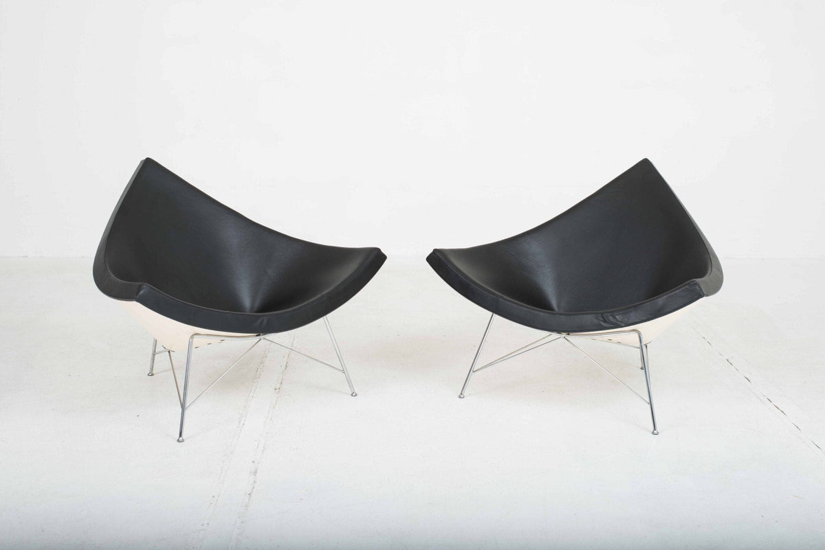 Coconut armchair by George Nelson for Vitra in black leather