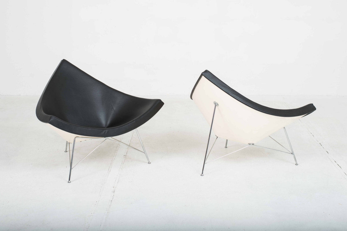 Coconut armchair by George Nelson for Vitra in black leather