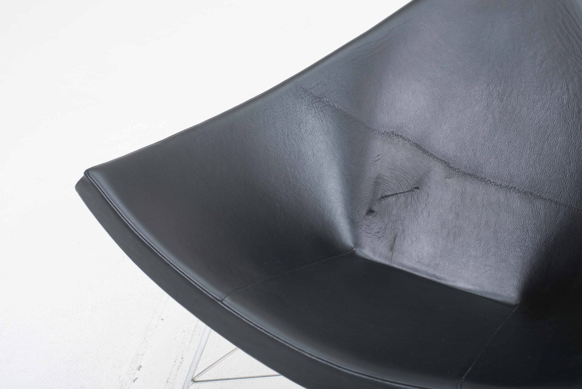 Fauteuil Coconut de George Nelson pour Vitra en cuir noir