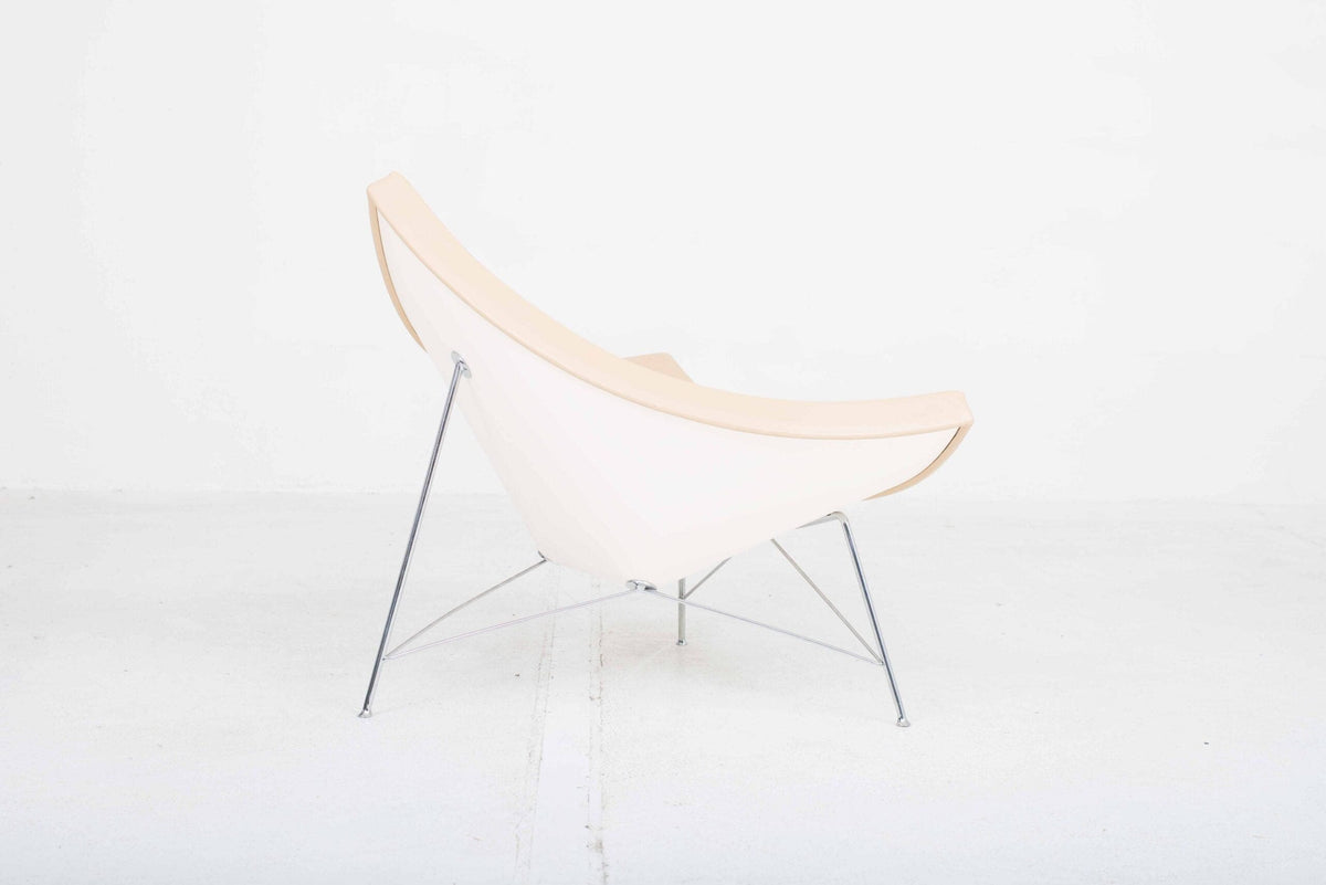 Vintage Coconut Sessel von George Nelson für Vitra cremefarbenes Leder