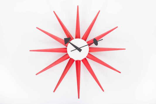 Vintage Sunburst Clock by George Nelson for Vitra in red