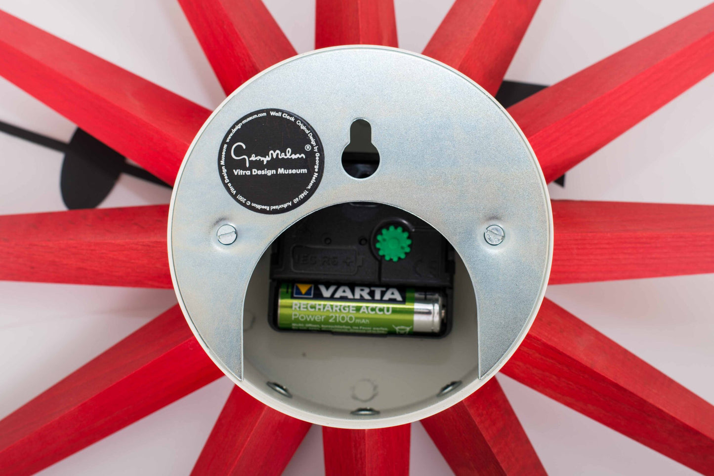 Vintage Wanduhr Sunburst Clock von George Nelson für Vitra in Rot
