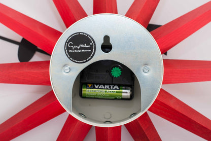 Vintage Wanduhr Sunburst Clock von George Nelson für Vitra in Rot