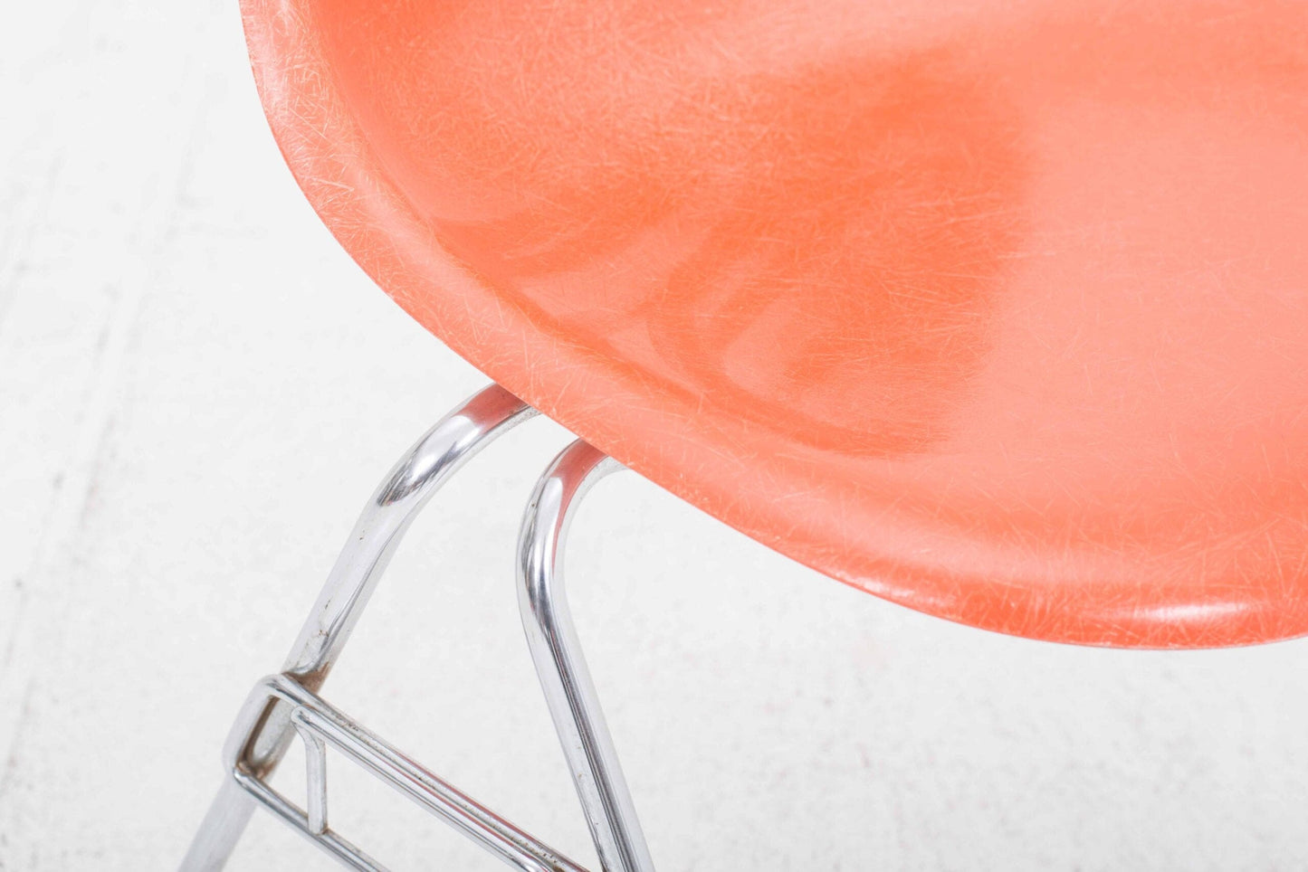 Vintage Fiberglas DSS Stuhl von Charles Eames für Vitra in Rotorange