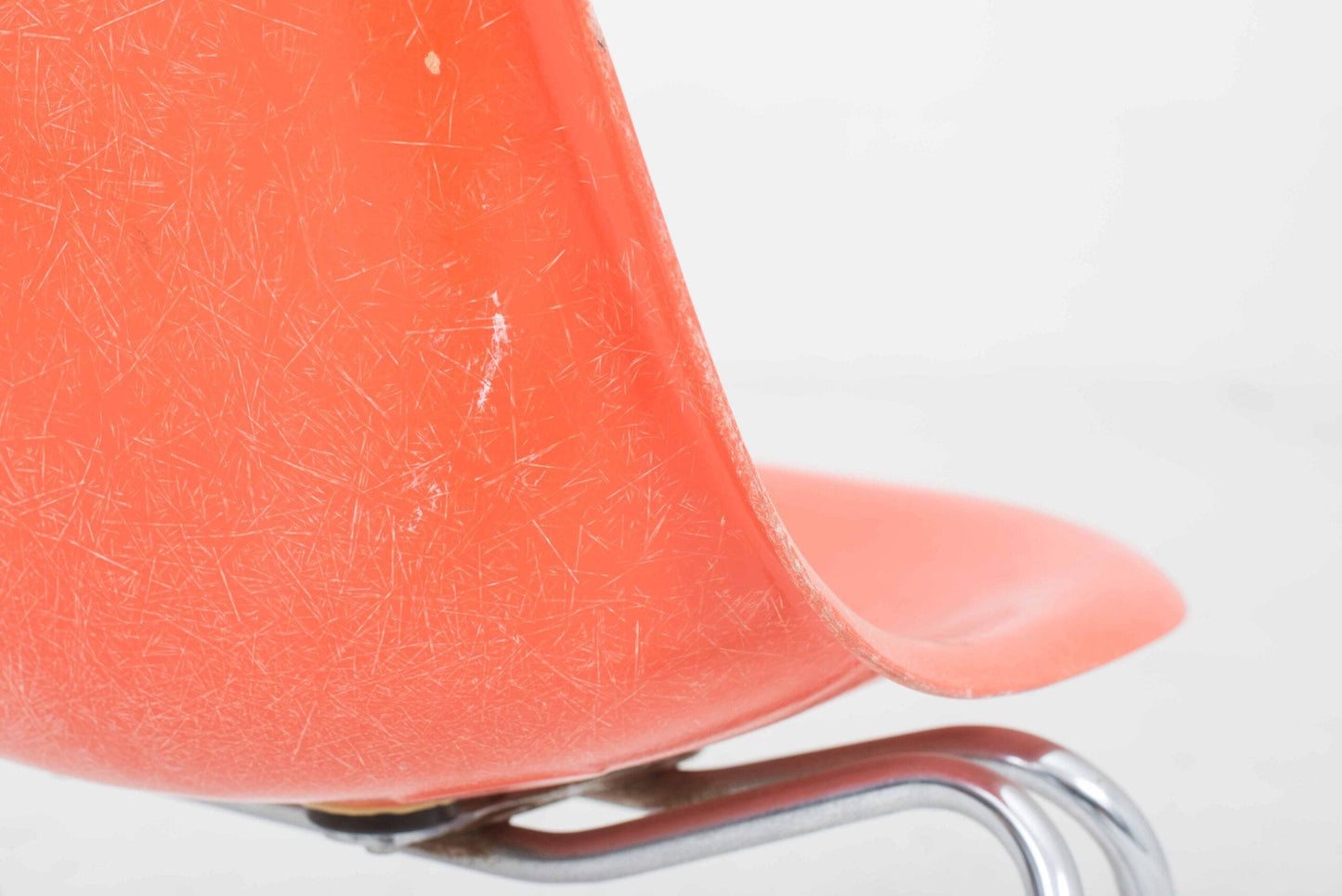Vintage Fiberglas DSS Stuhl von Charles Eames für Vitra in Rotorange