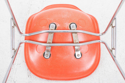 Vintage Fiberglas DSS Stuhl von Charles Eames für Vitra in Rotorange