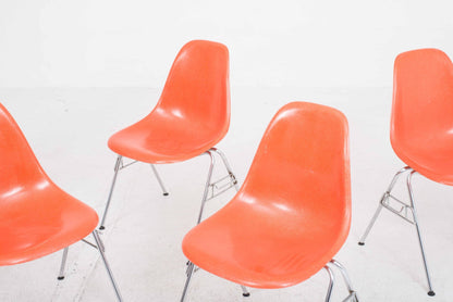 Vintage Fiberglas DSS Stuhl von Charles Eames für Vitra in Rotorange