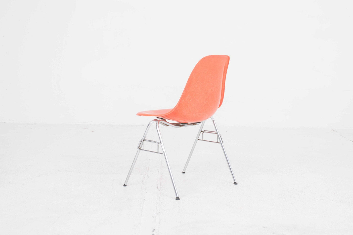 Vintage Fiberglas DSS Stuhl von Charles Eames für Vitra in Rotorange