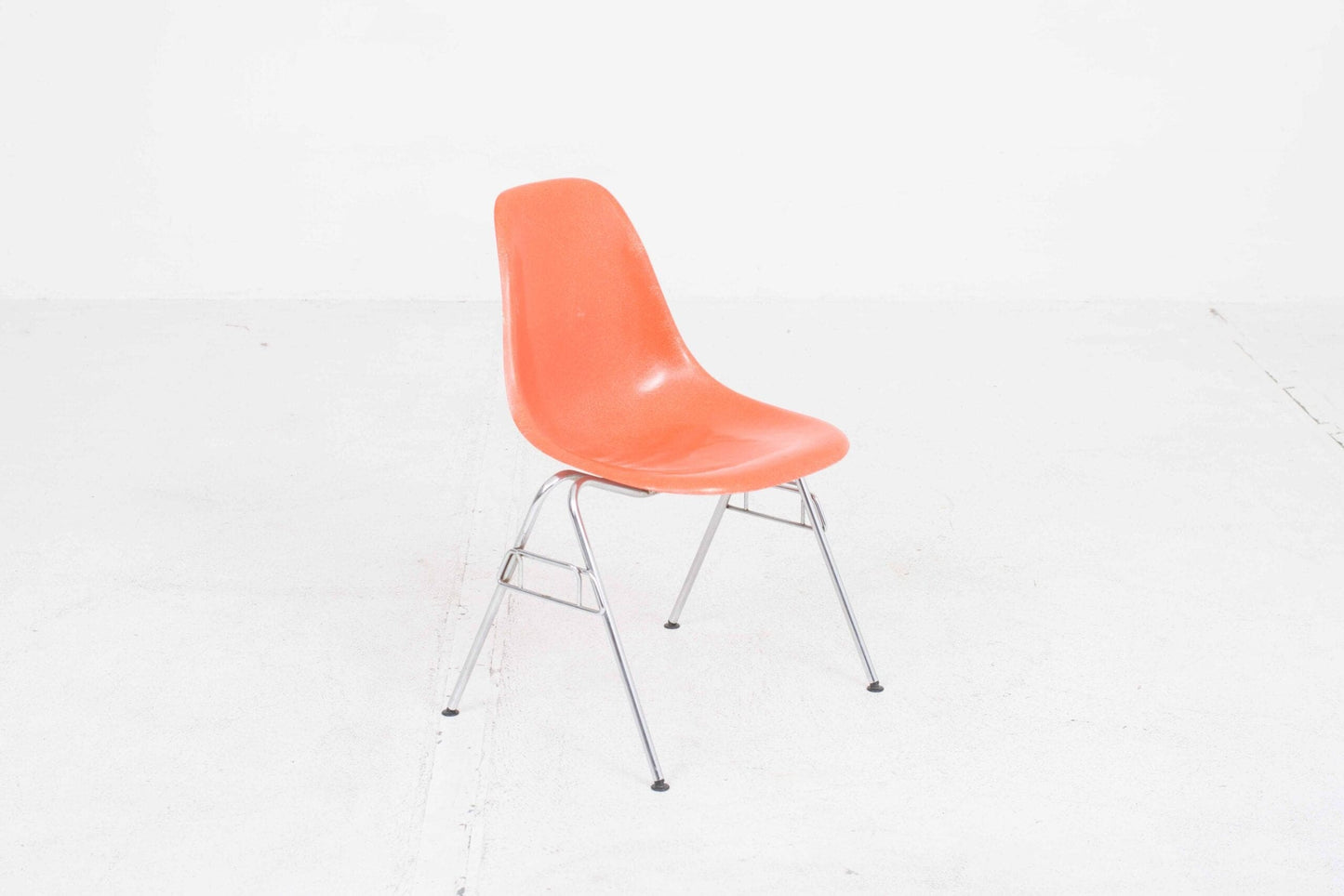 Vintage Fiberglas DSS Stuhl von Charles Eames für Vitra in Rotorange
