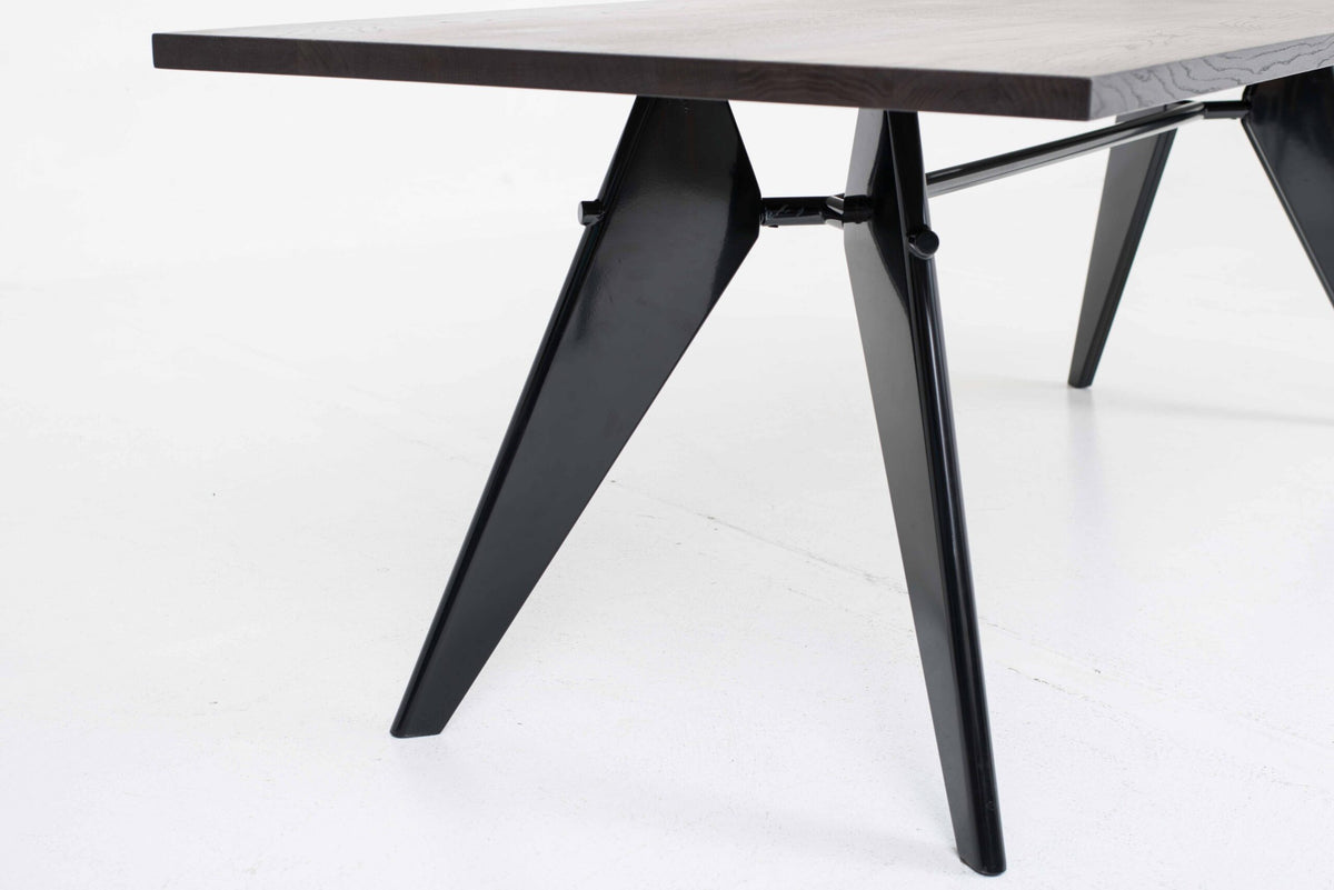 Vintage Tisch EM von Jean Prouvé für Vitra, dunkle Eiche, Tiefschwarz