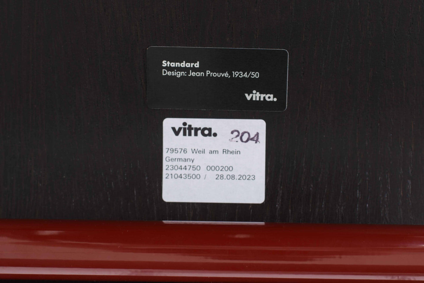 Chaise Standard Vintage de Jean Prouvé pour Vitra en chêne foncé rouge japonais