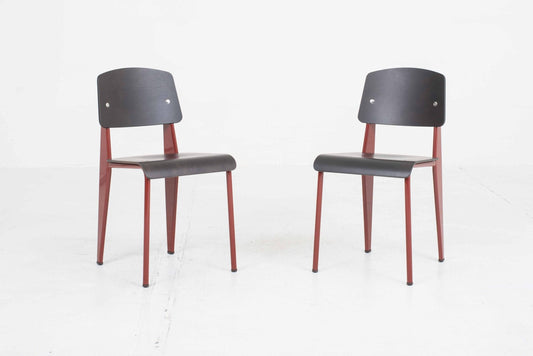 Vintage Standard Chair by Jean Prouvé for Vitra dark oak Japanese Red