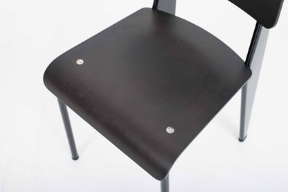 Vintage Stuhl Standard von Jean Prouvé für Vitra in dunkler Eiche und Schwarz