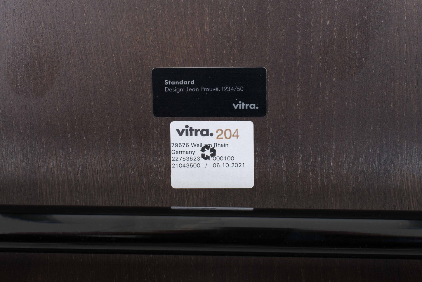 Vintage Stuhl Standard von Jean Prouvé für Vitra in dunkler Eiche und Schwarz