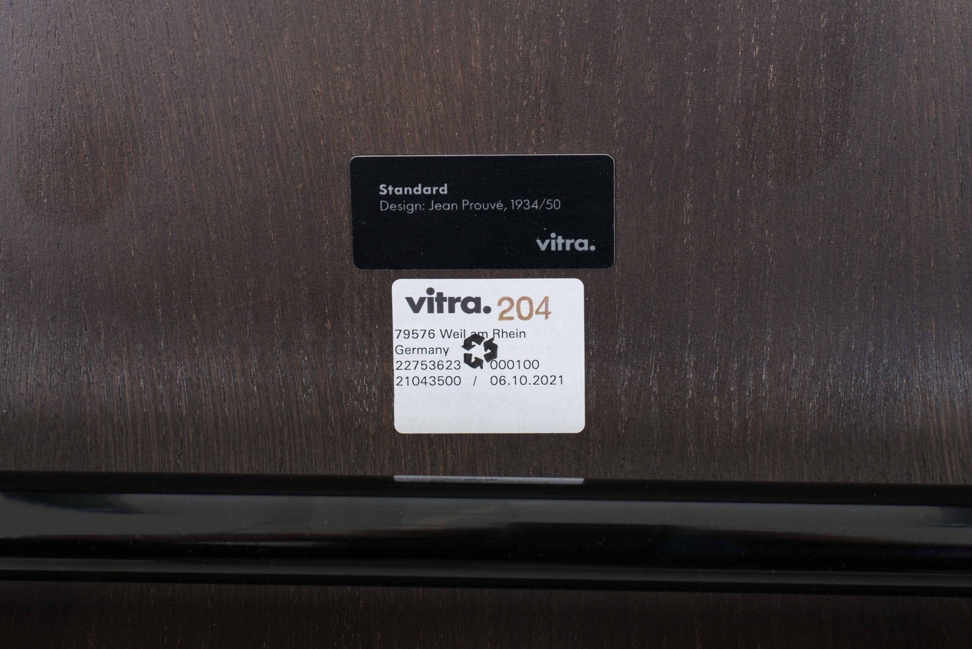 Vintage Stuhl Standard von Jean Prouvé für Vitra in dunkler Eiche und Schwarz