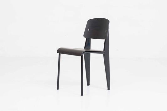 Vintage Stuhl Standard von Jean Prouvé für Vitra in dunkler Eiche und Schwarz