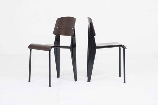 Vitra Standard Chair by Jean Prouvé in dark oak and black vintage