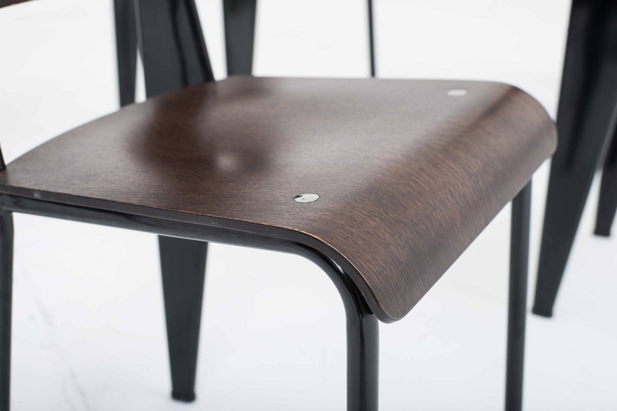 Vitra Standard Chair by Jean Prouvé in dark oak and black vintage