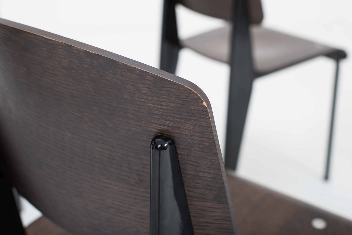 Vitra Standard Chair by Jean Prouvé in dark oak and black vintage