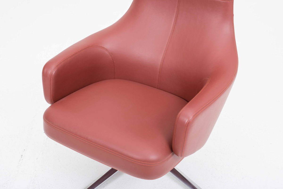 Vintage Sessel Repos von Antonio Citterio für Vitra, drehbar, Leder Premium F Brandy