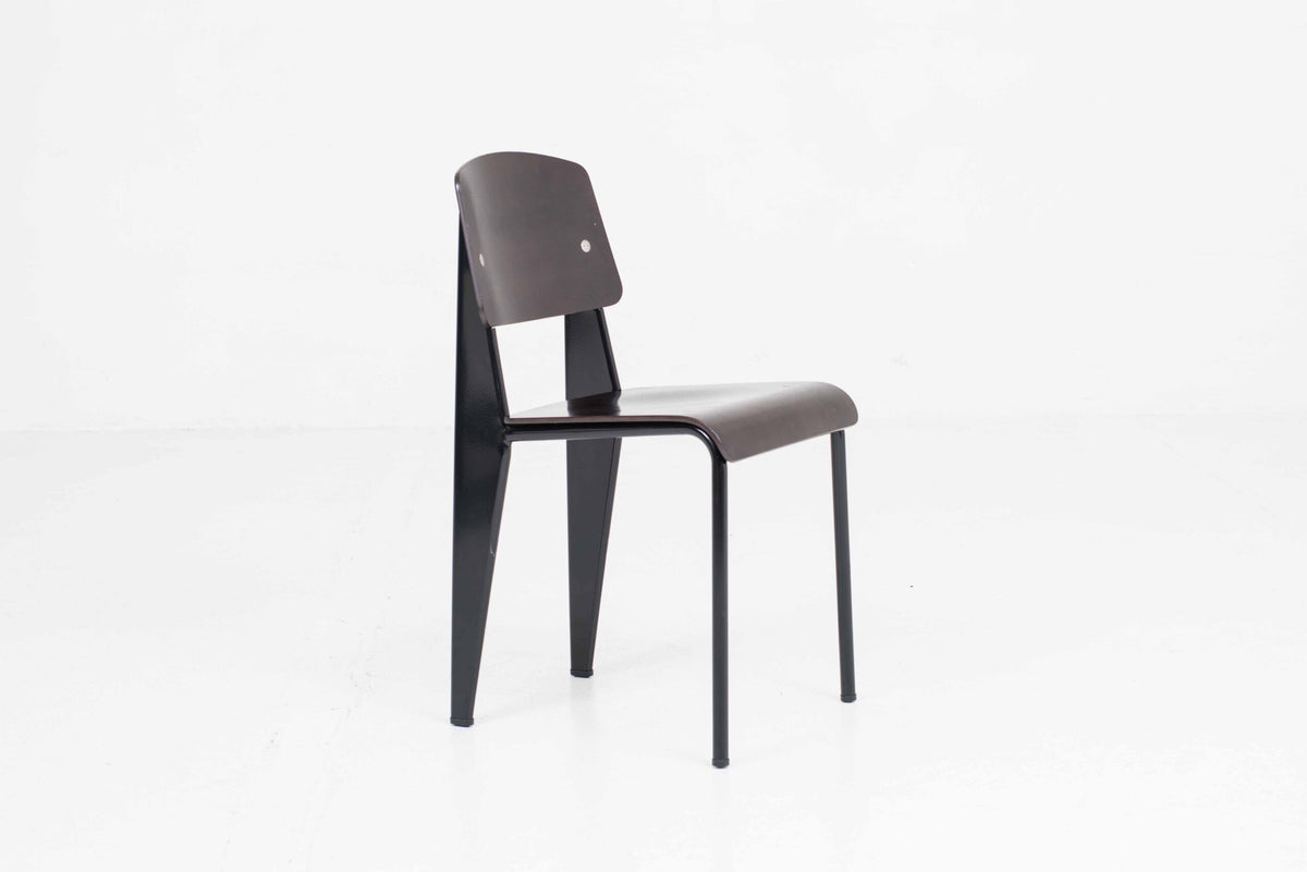 Vintage Stuhl Standard von Jean Prouvé für Vitra in dunkler Eiche und Schwarz