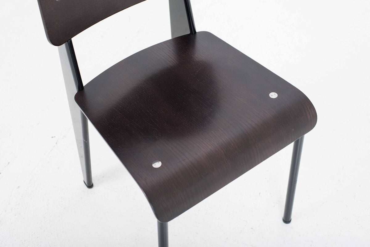Vintage Stuhl Standard von Jean Prouvé für Vitra in dunkler Eiche und Schwarz