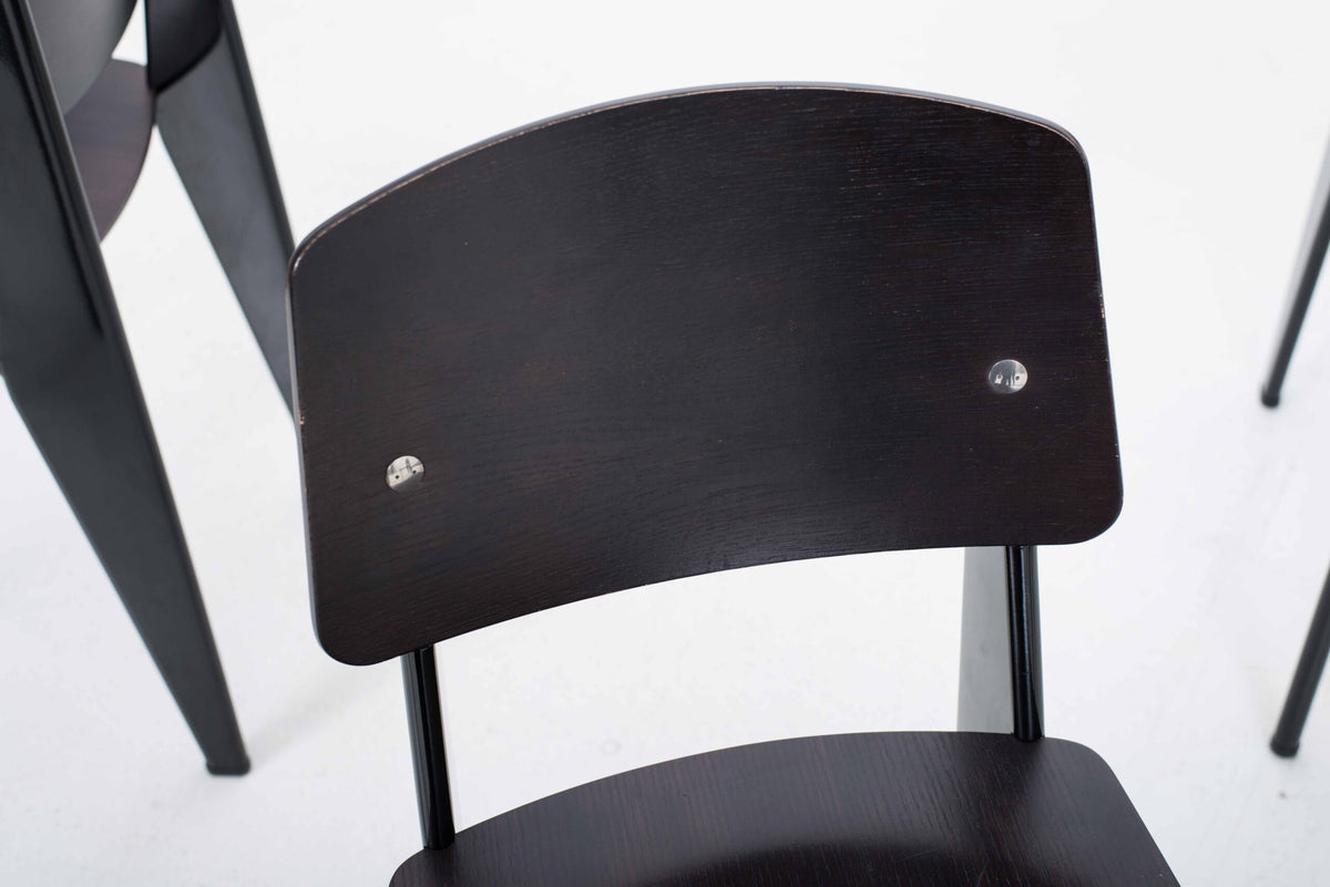Vintage Stuhl Standard von Jean Prouvé für Vitra in dunkler Eiche und Schwarz