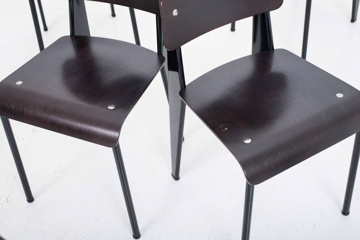 Vintage Stuhl Standard von Jean Prouvé für Vitra in dunkler Eiche und Schwarz