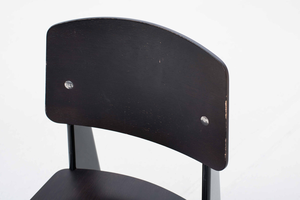 Vintage Stuhl Standard von Jean Prouvé für Vitra in dunkler Eiche und Schwarz