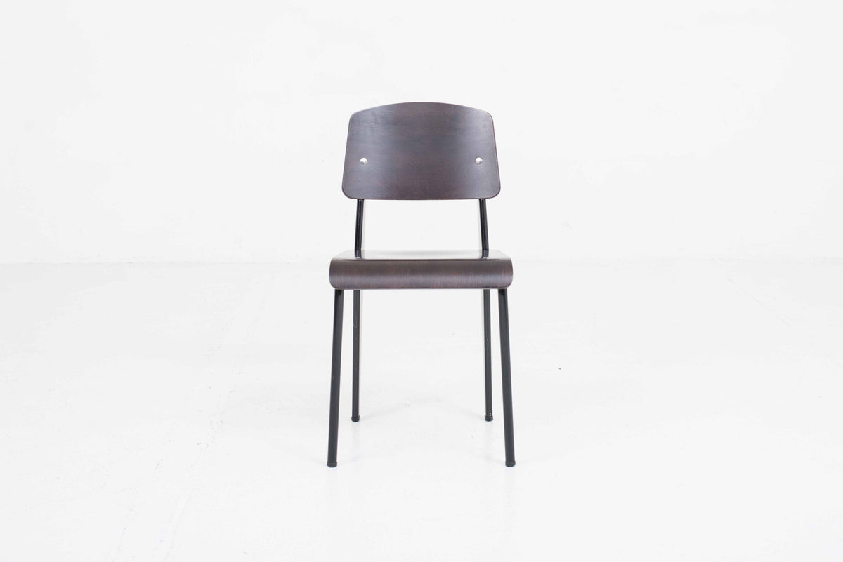 Vintage Stuhl Standard von Jean Prouvé für Vitra in dunkler Eiche und Schwarz