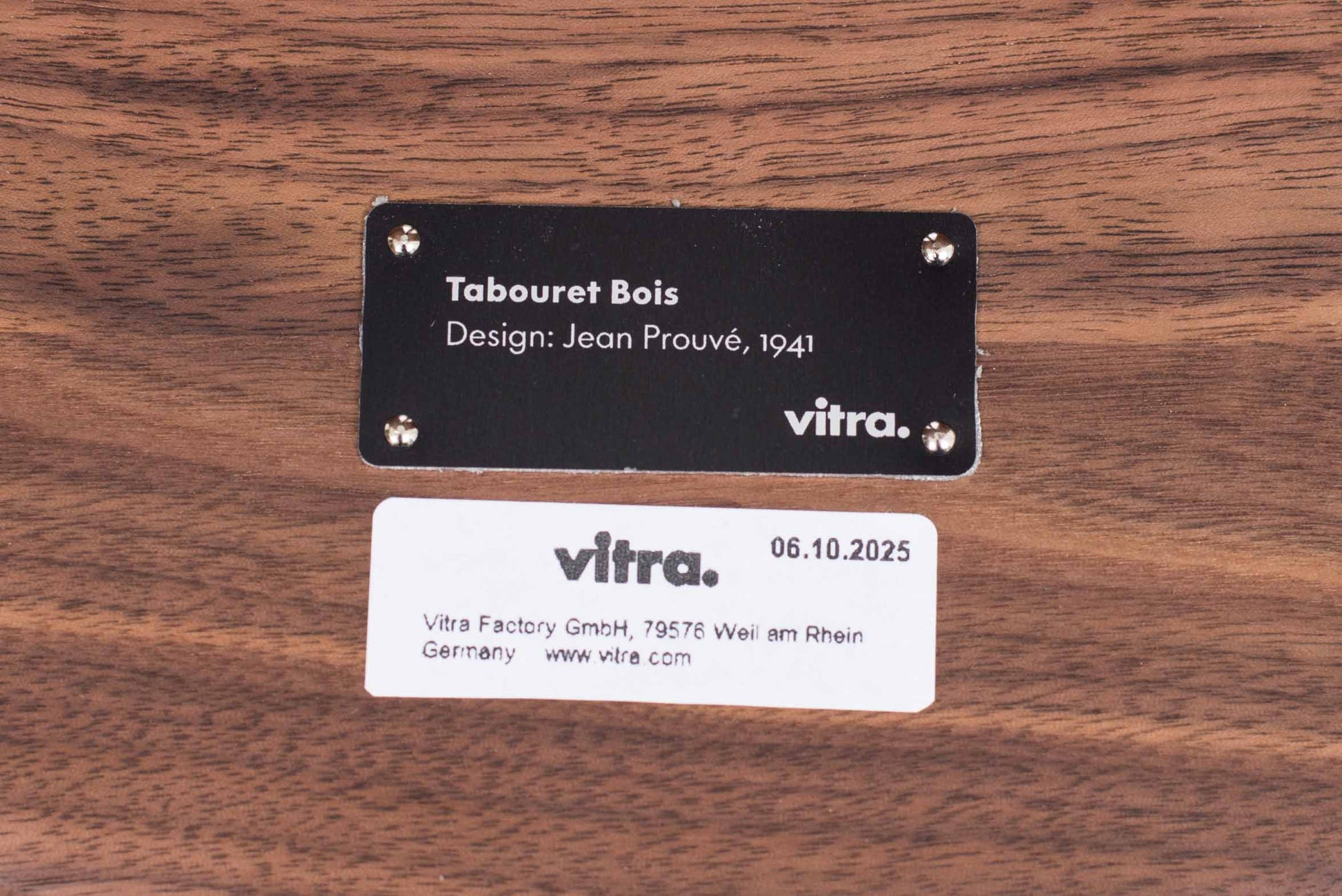 Vintage Hocker Tabouret Bois von Jean Prouvé für Vitra aus Nussbaum