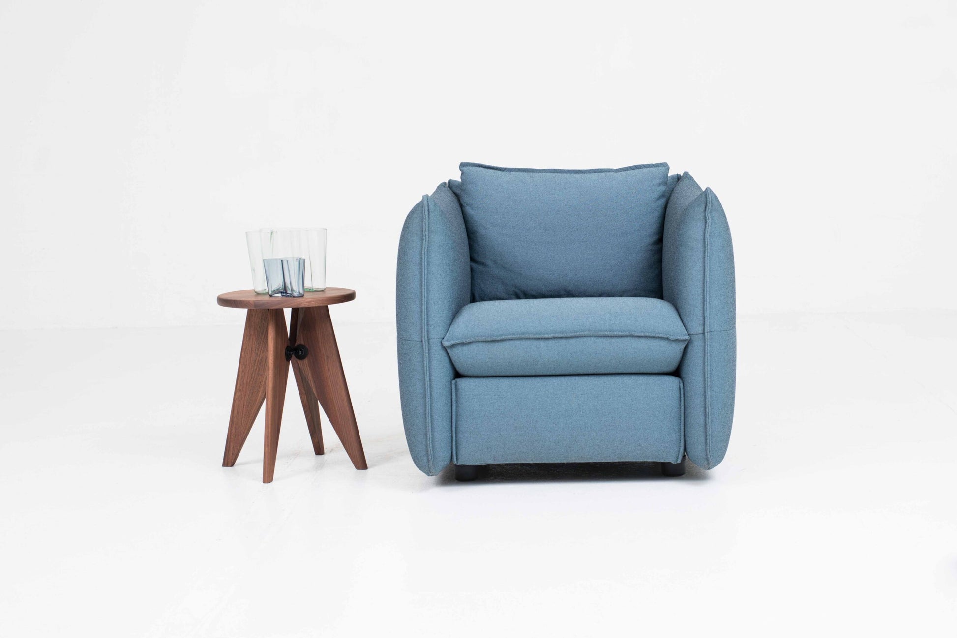 Vintage Hocker Tabouret Bois von Jean Prouvé für Vitra aus Nussbaum