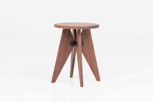 Vintage Hocker Tabouret Bois von Jean Prouvé für Vitra aus Nussbaum