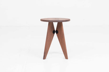 Vintage Hocker Tabouret Bois von Jean Prouvé für Vitra aus Nussbaum