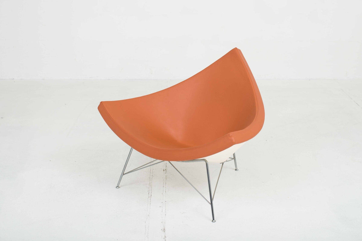 Coconut Armchair by George Nelson for Vitra cognac-colored leather