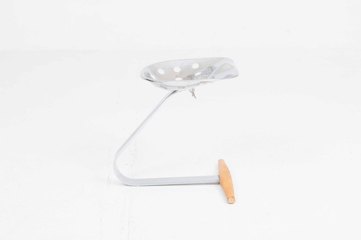 Vintage Hocker Mezzadro von Achille und Pier Giacomo Castiglioni für Zanotta, verchromt