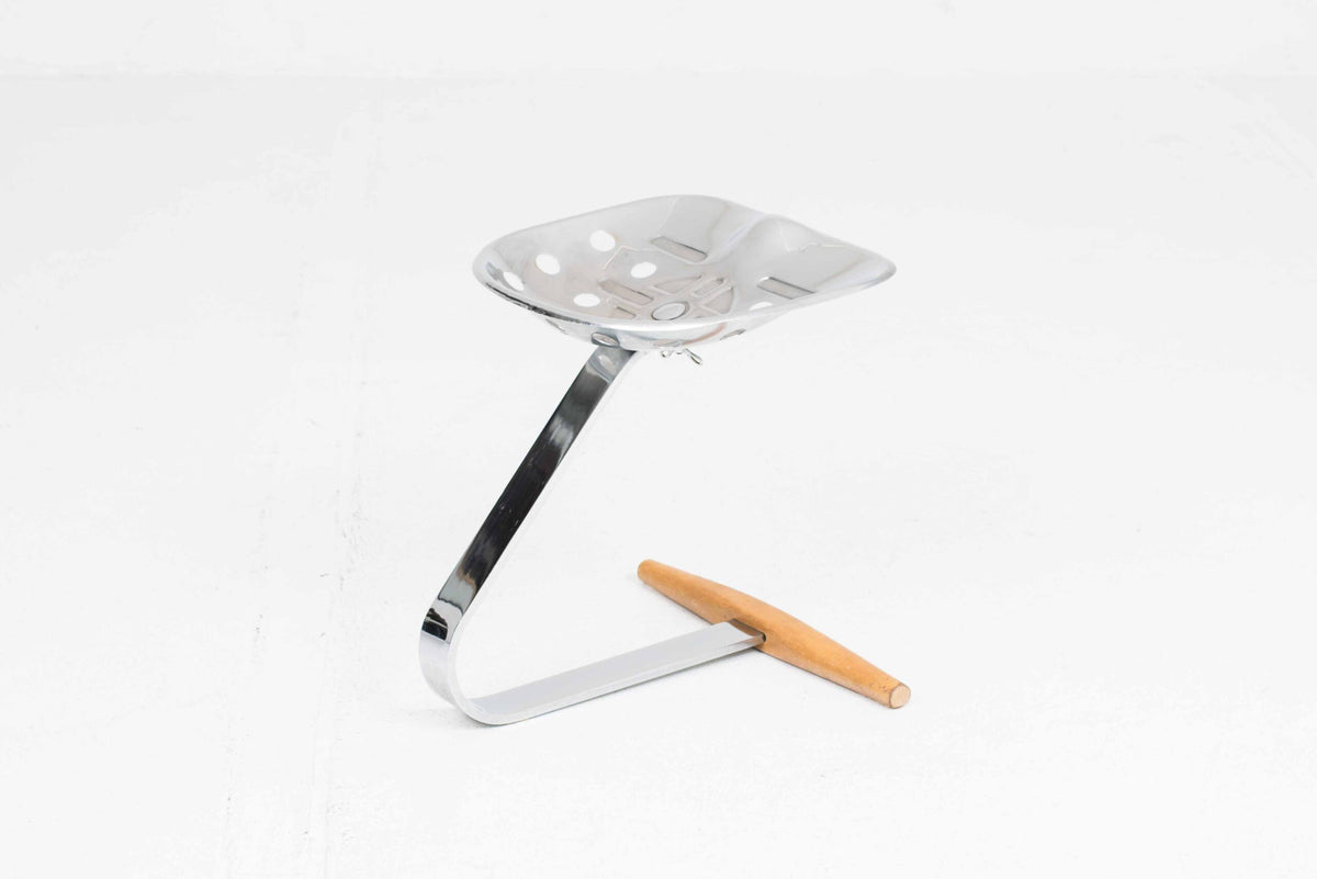 Vintage Hocker Mezzadro von Achille und Pier Giacomo Castiglioni für Zanotta, verchromt