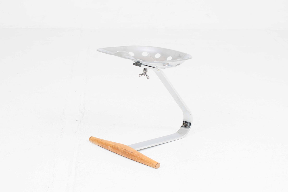 Vintage Hocker Mezzadro von Achille und Pier Giacomo Castiglioni für Zanotta, verchromt